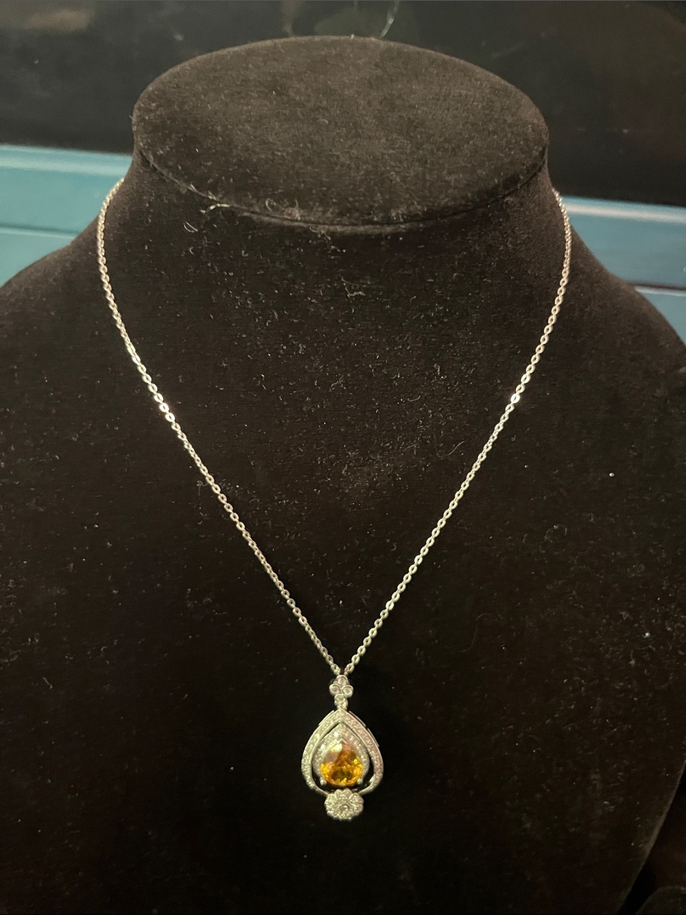 Sterling Silver Crystal Pendant Necklace